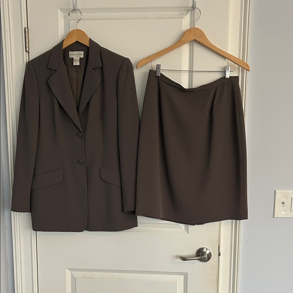 Casual Corner Gray Blazer and Skirt Set
